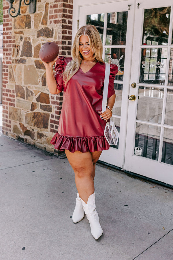 Stylish Setting Faux Leather Mini Dress in Crimson Curves Image - 3