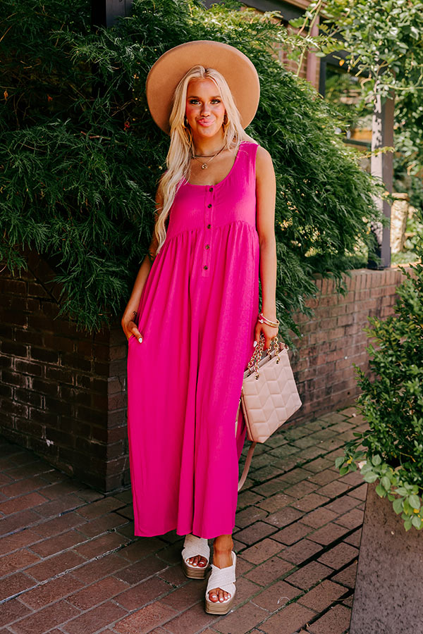 Fall Into Happiness Jumpsuit in Berry