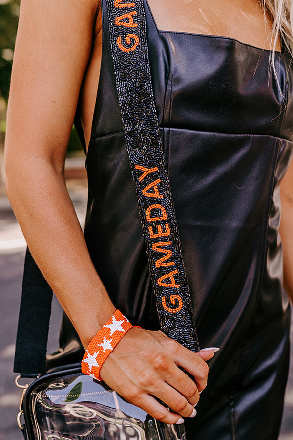 It's Gameday Beaded Bag Strap in Orange/Black
