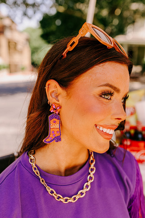 Game Day Down South Earrings In Orange