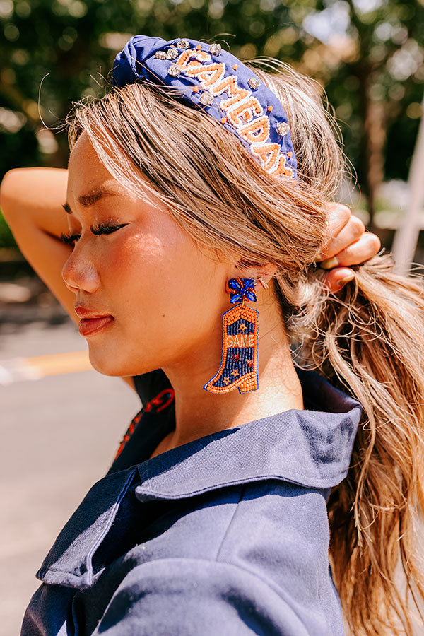 Game Day Down South Earrings In Navy
