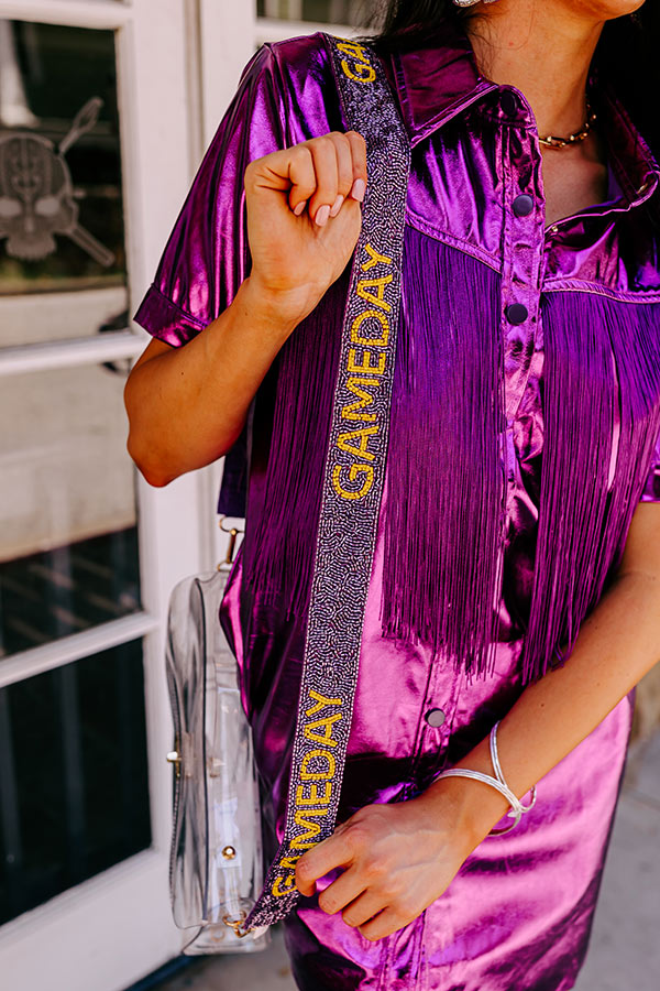It's Gameday Beaded Bag Strap in Yellow/Purple