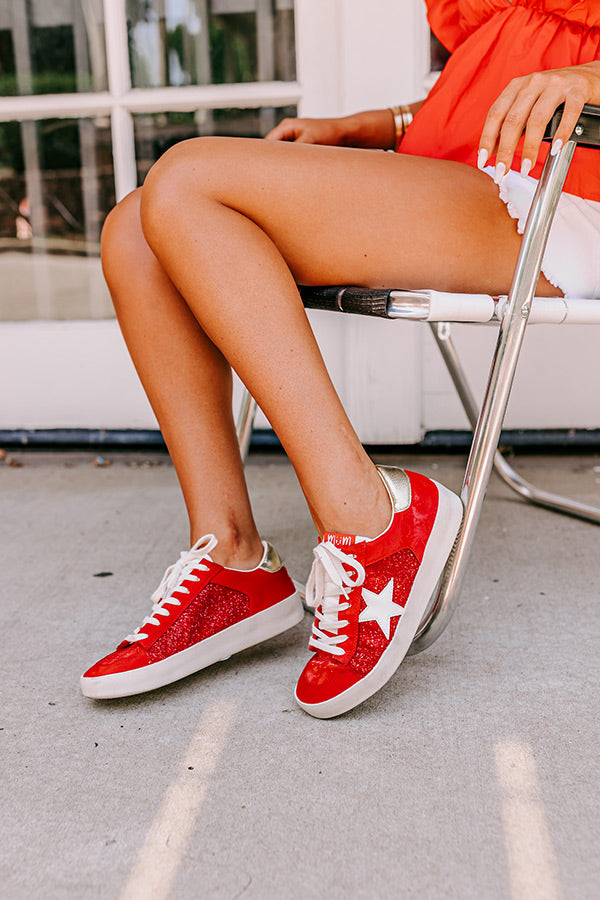 The Brylee Faux Leather Sneaker in Red Image - 3