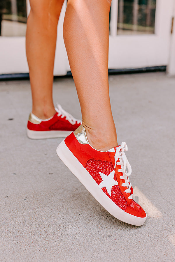 The Brylee Faux Leather Sneaker in Red Image - 4
