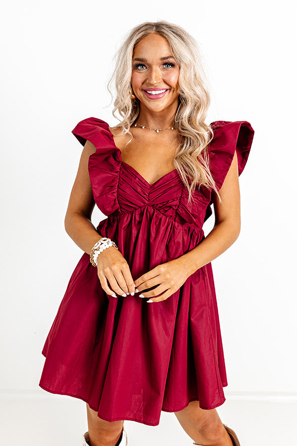 Cityscape Splendor Babydoll Dress In Wine Image - 4