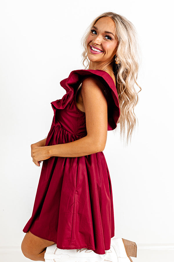 Cityscape Splendor Babydoll Dress In Wine Image - 3