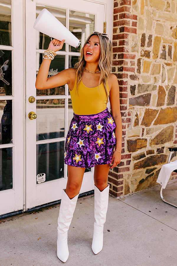 Pre-game Party Sequin Skirt in Purple