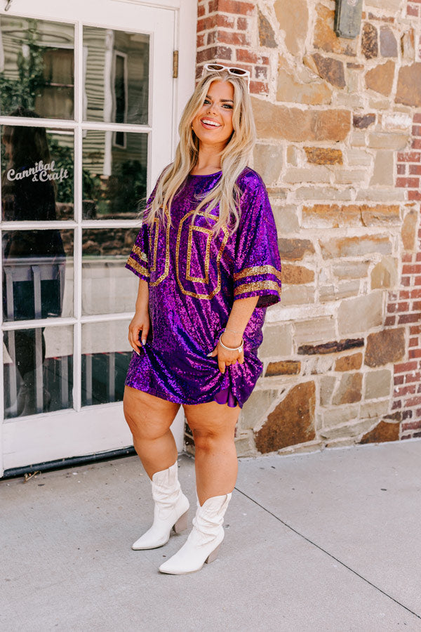 Ready To Shimmer Sequin Mini Dress in Purple Curves Image - 2