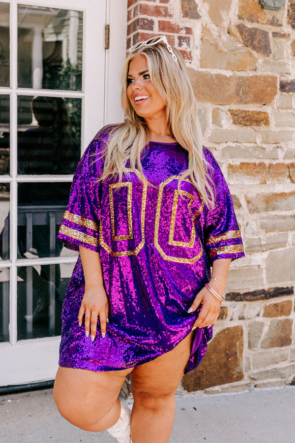 Ready To Shimmer Sequin Mini Dress in Purple Curves Image - 3