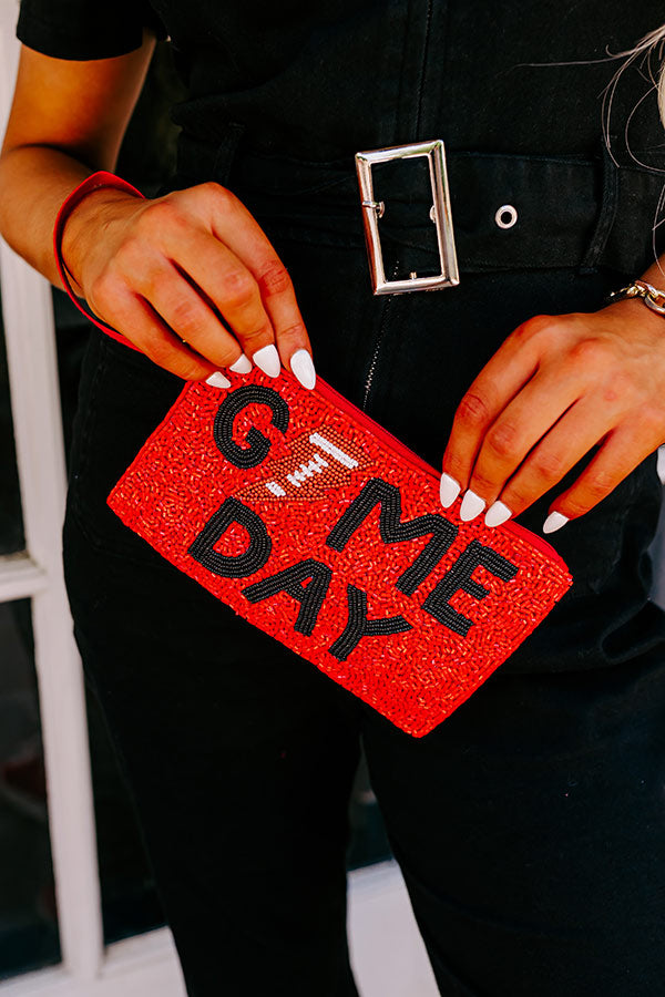 Game Day Beaded Clutch In Red