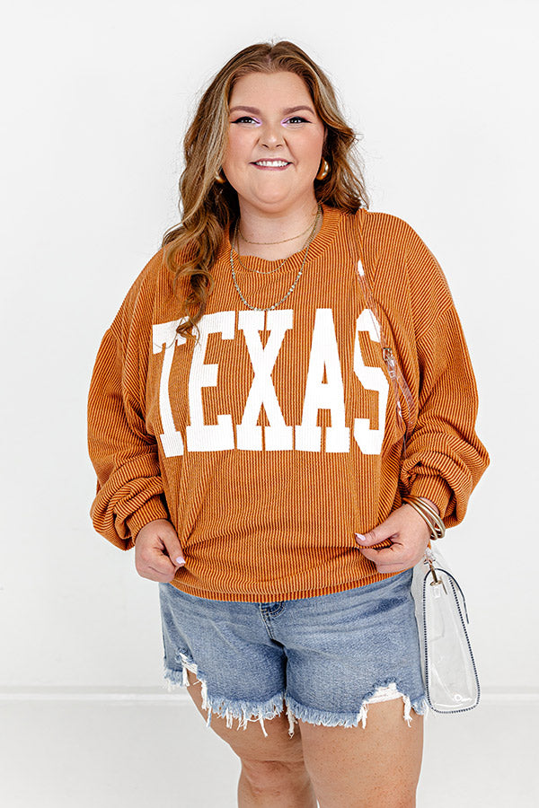 Texas State Pride Sweatshirt in Rust Curves