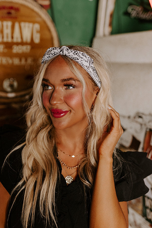 Fan Zone Paisley Headband In White • Impressions Online Boutique