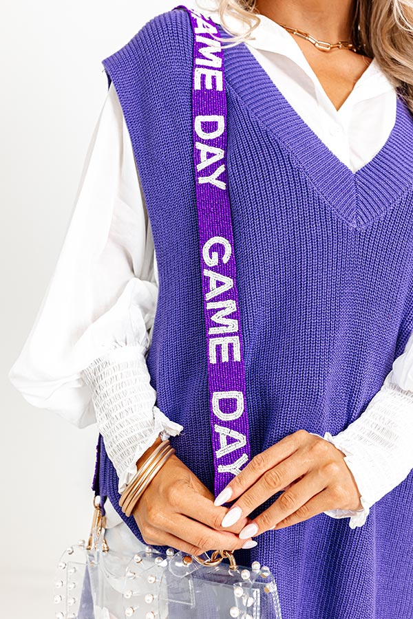 Game Day Beaded Purse Strap in Purple