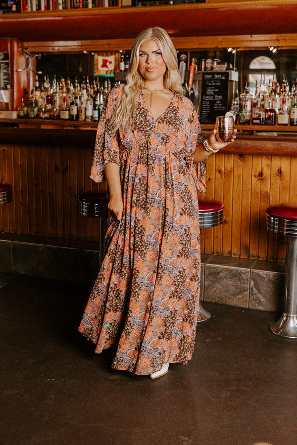 Whimsical Ways Maxi In Brown Curves Image - 1