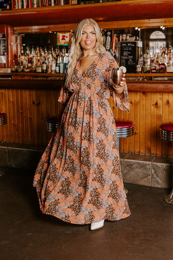 Whimsical Ways Maxi In Brown Curves Image - 3