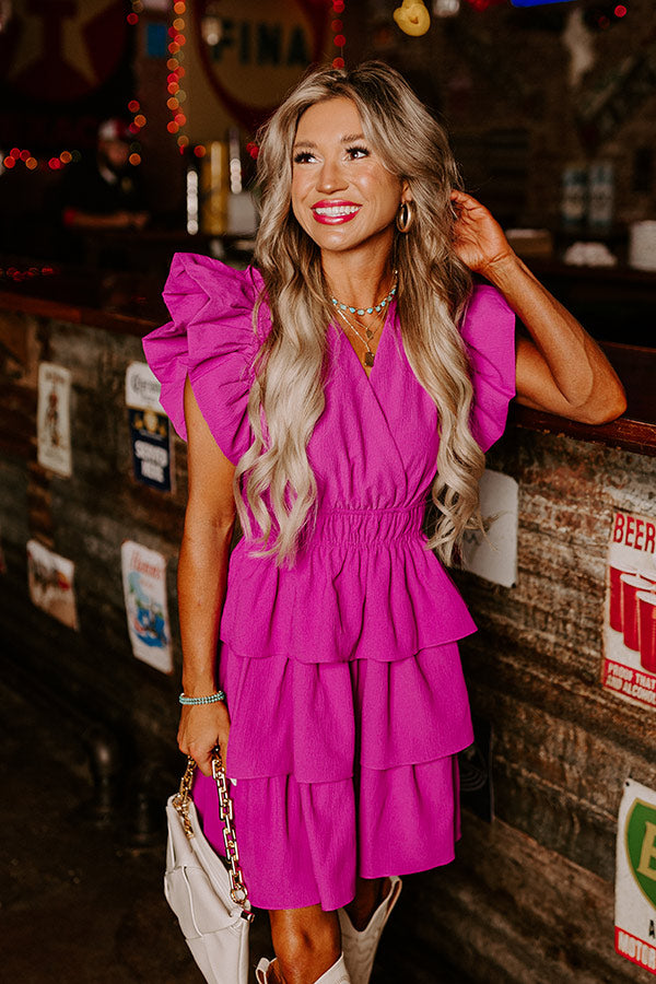 Flirty Allure Ruffle Dress in Purple