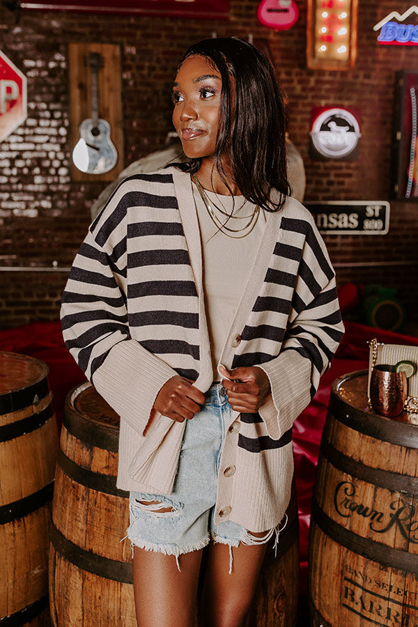 Promising Smile Stripe Cardigan In Cream Image - 2