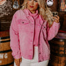 The Juni Embellished Denim Jacket In Pink Curves Image - 1