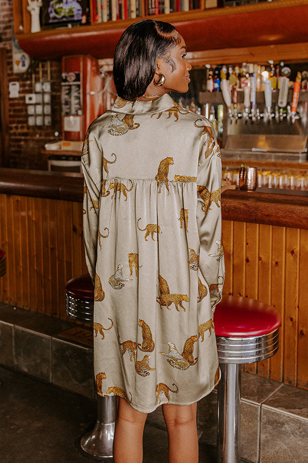 Party Phase Satin Mini Dress in Sage Image - 4