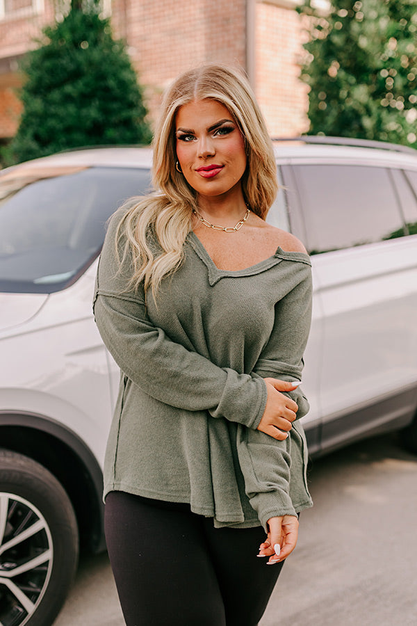 Merlot Snuggles Top In Olive Curves • Impressions Online Boutique