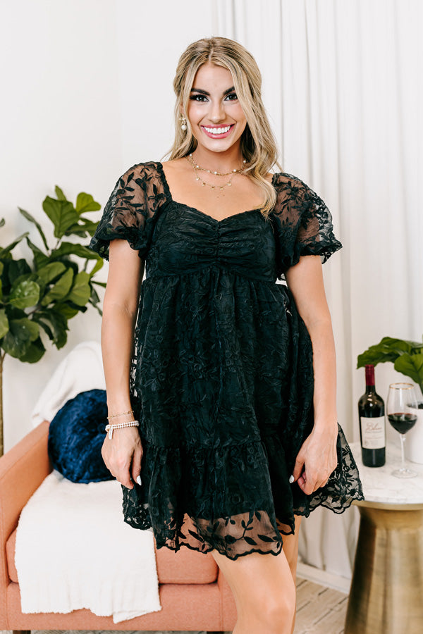 Endearing Romance Embroidered Mini Dress In Black • Impressions Online  Boutique
