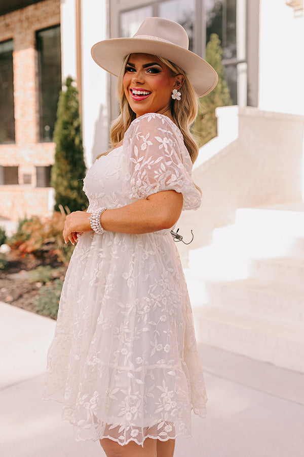 Endearing Romance Embroidered Mini Dress In Cream Curves Image - 3