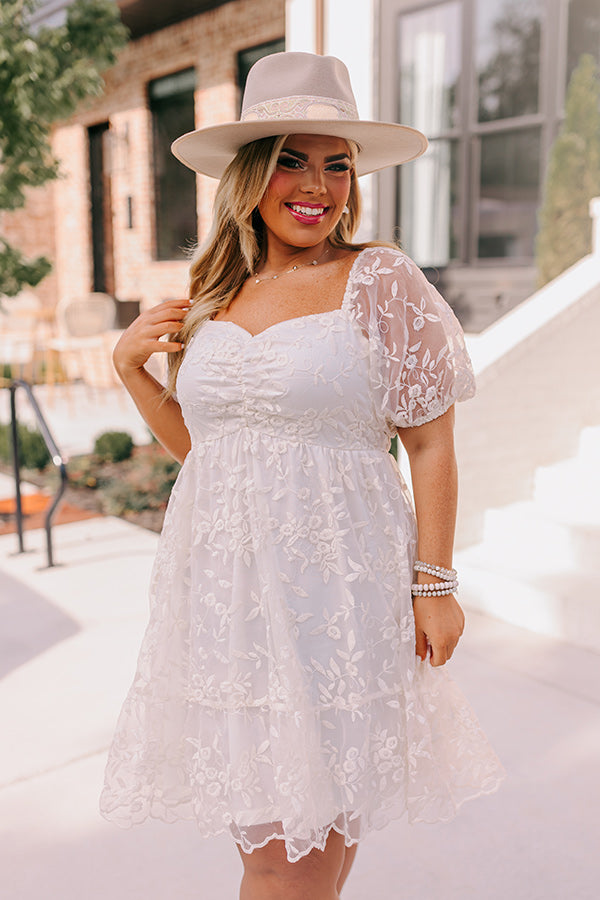 Endearing Romance Embroidered Mini Dress In Cream Curves Image - 4