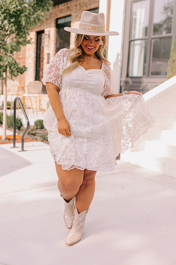 Endearing Romance Embroidered Mini Dress In Cream Curves Image - 1