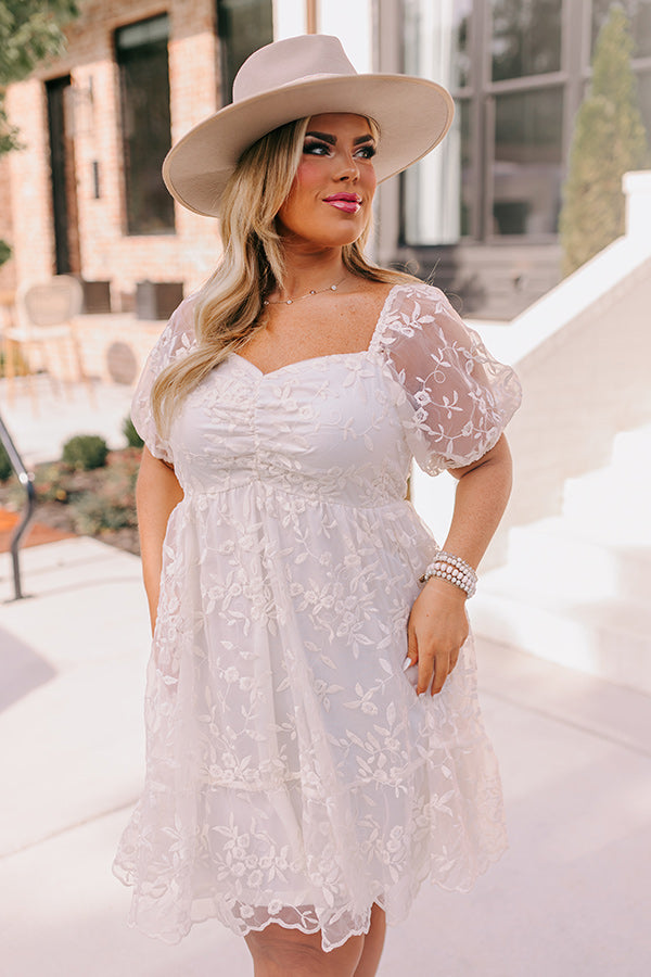 Endearing Romance Embroidered Mini Dress In Cream Curves Image - 2