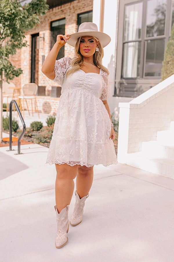 Endearing Romance Embroidered Mini Dress In Cream Curves Image - 5