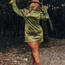 Fashionably Late Velvet Mini Dress In Olive Curves Image - 1