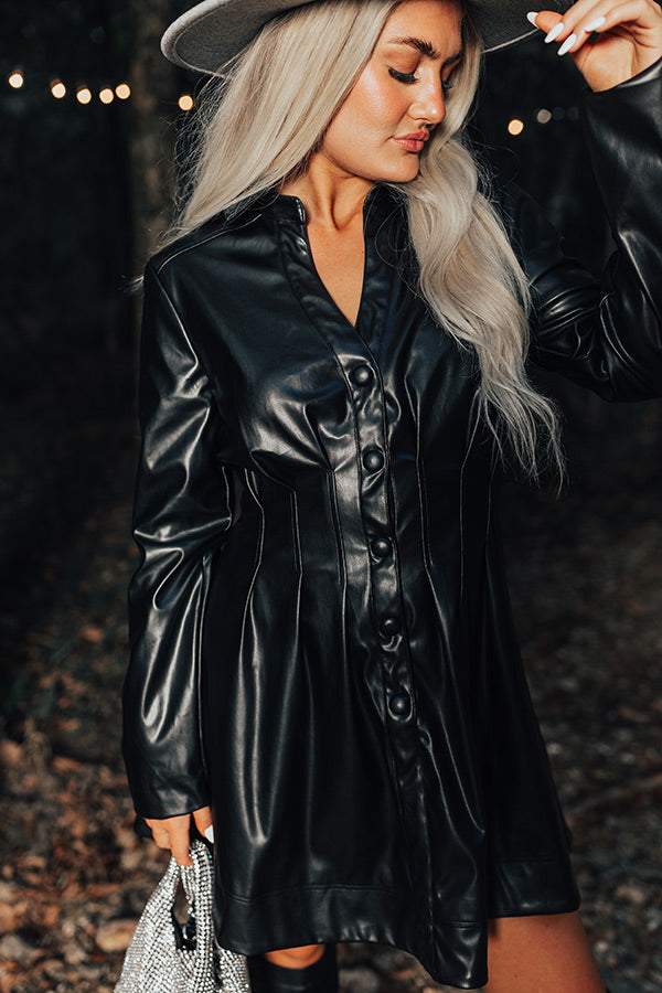 Mostly Amused Faux Leather Dress in Black