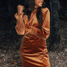 Fashionably Late Velvet Mini Dress In Camel Image - 1