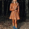 Mostly Amused Faux Leather Dress in Camel Image - 1