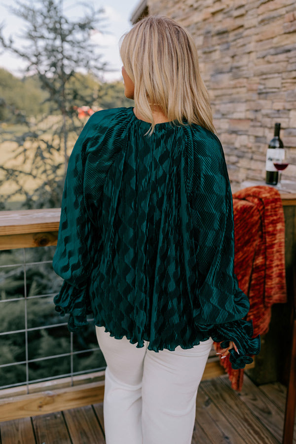 Found Your Love Pleated Top In Hunter Green Curves Image - 5