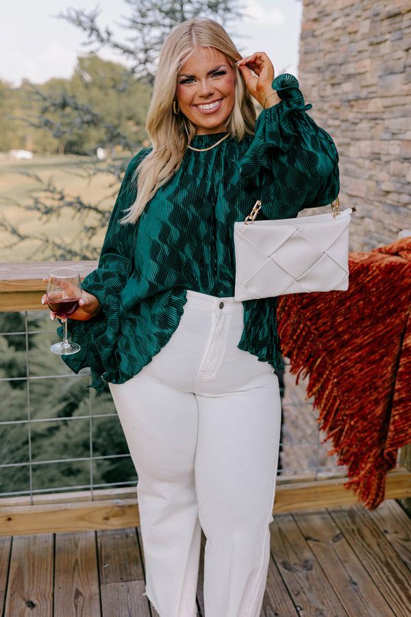 Found Your Love Pleated Top In Hunter Green Curves Image - 1
