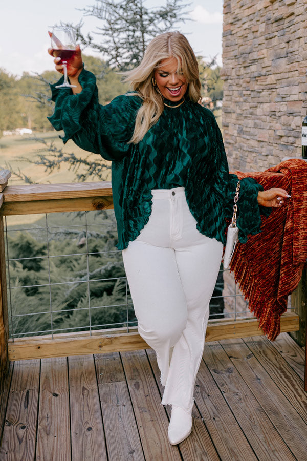 Found Your Love Pleated Top In Hunter Green Curves Image - 4