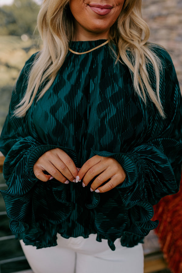 Found Your Love Pleated Top In Hunter Green Curves Image - 3