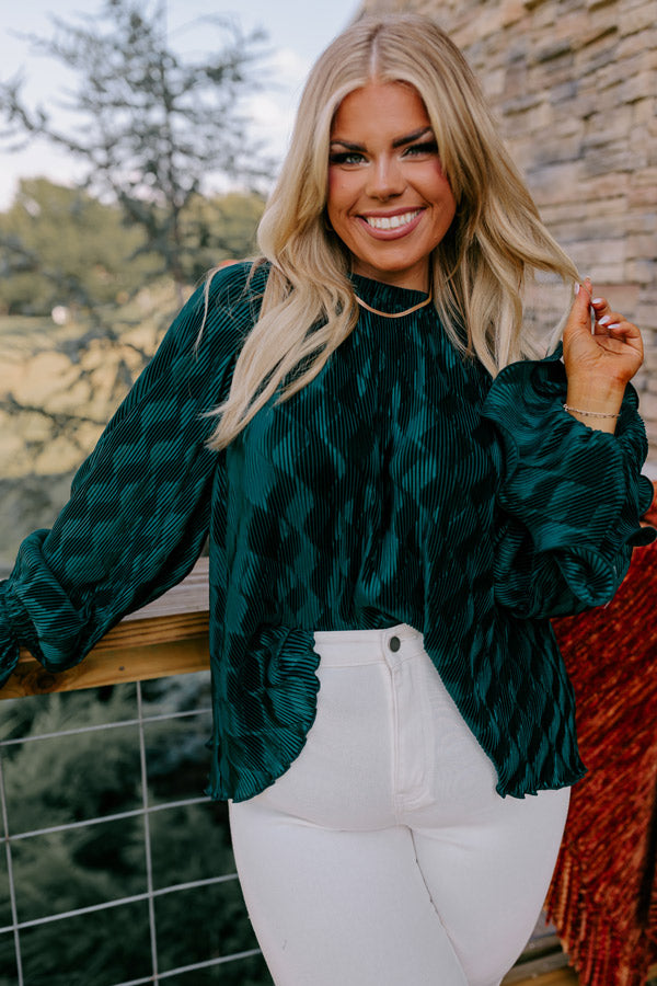 Found Your Love Pleated Top In Hunter Green Curves Image - 2