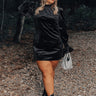 Fashionably Late Velvet Mini Dress In Black Curves Image - 1