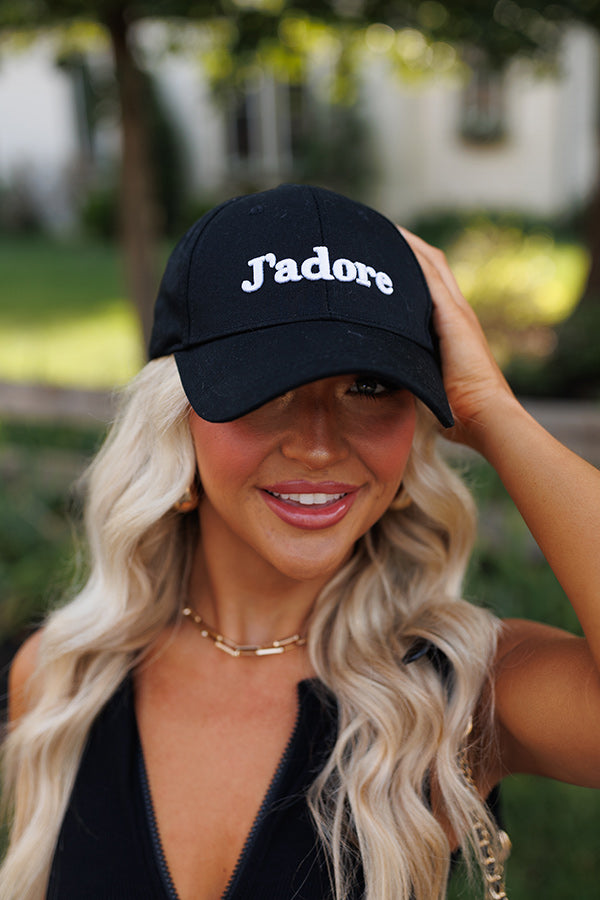 J'adore Embroidered Baseball Cap In Black