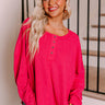 Breezy Times Oversized Henley Top In Hot Pink Image - 1