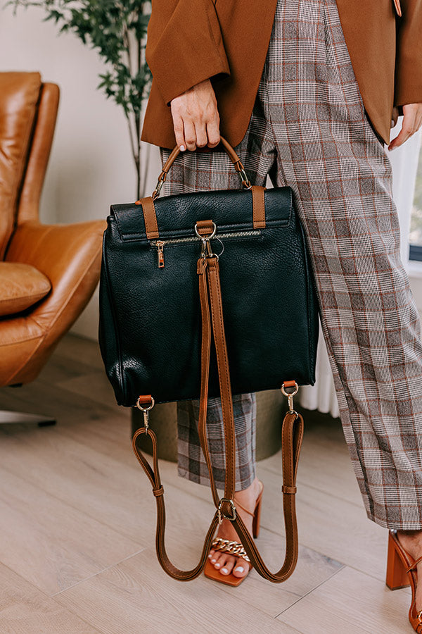 Punctual And Perfect Faux Leather Backpack In Black Image - 5