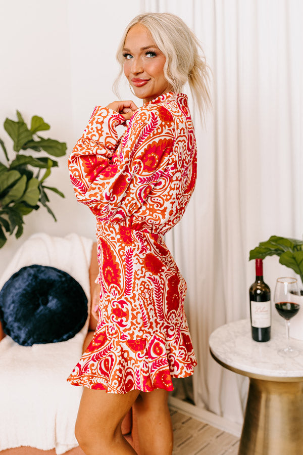 Roaming The City Paisley Mini Dress In Fuchsia Image - 3