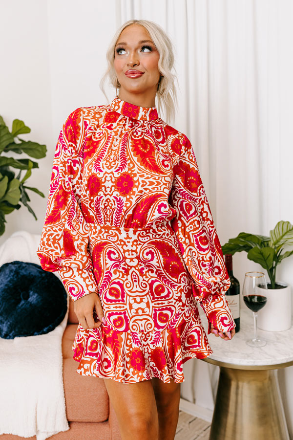 Roaming The City Paisley Mini Dress In Fuchsia Image - 2