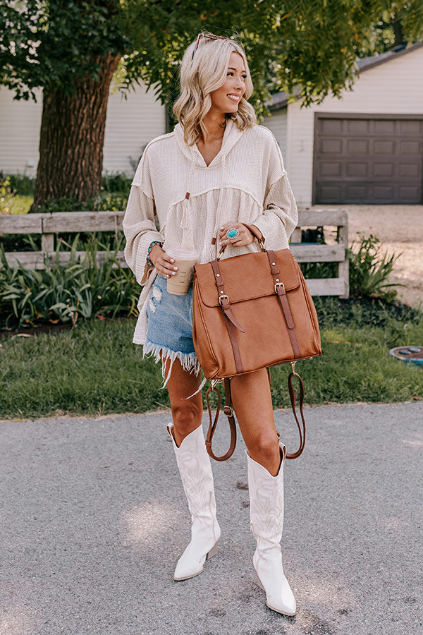 Punctual And Perfect Faux Leather Backpack In Brown Image - 2