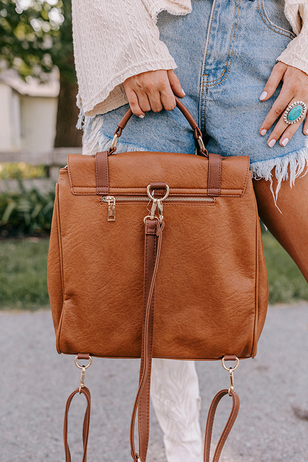 Punctual And Perfect Faux Leather Backpack In Brown Image - 5