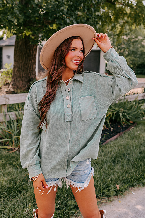 Proper Style Waffle Knit Sweatshirt In Pear Image - 1