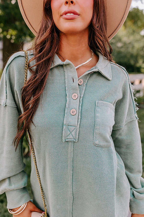 Proper Style Waffle Knit Sweatshirt In Pear Image - 3