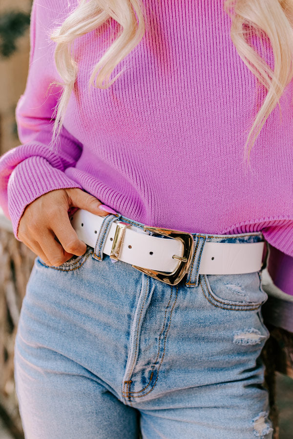 Leave A Message Faux Leather Belt In Ivory